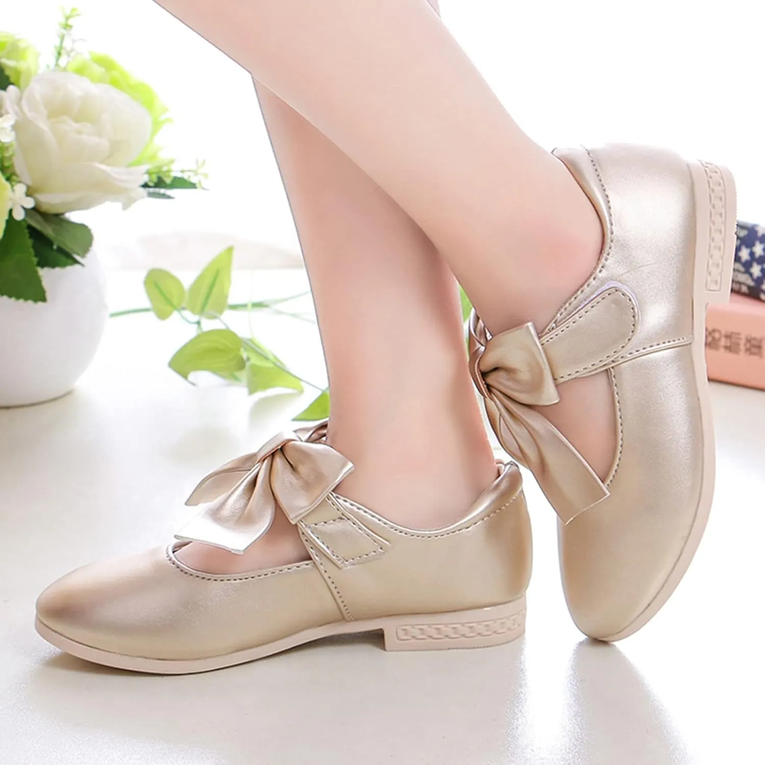 Girls Sandals Children Shoes White Leather Shoes Bowknot Girls Shoes Single Shoes Performance Shoes Sandals Shoes