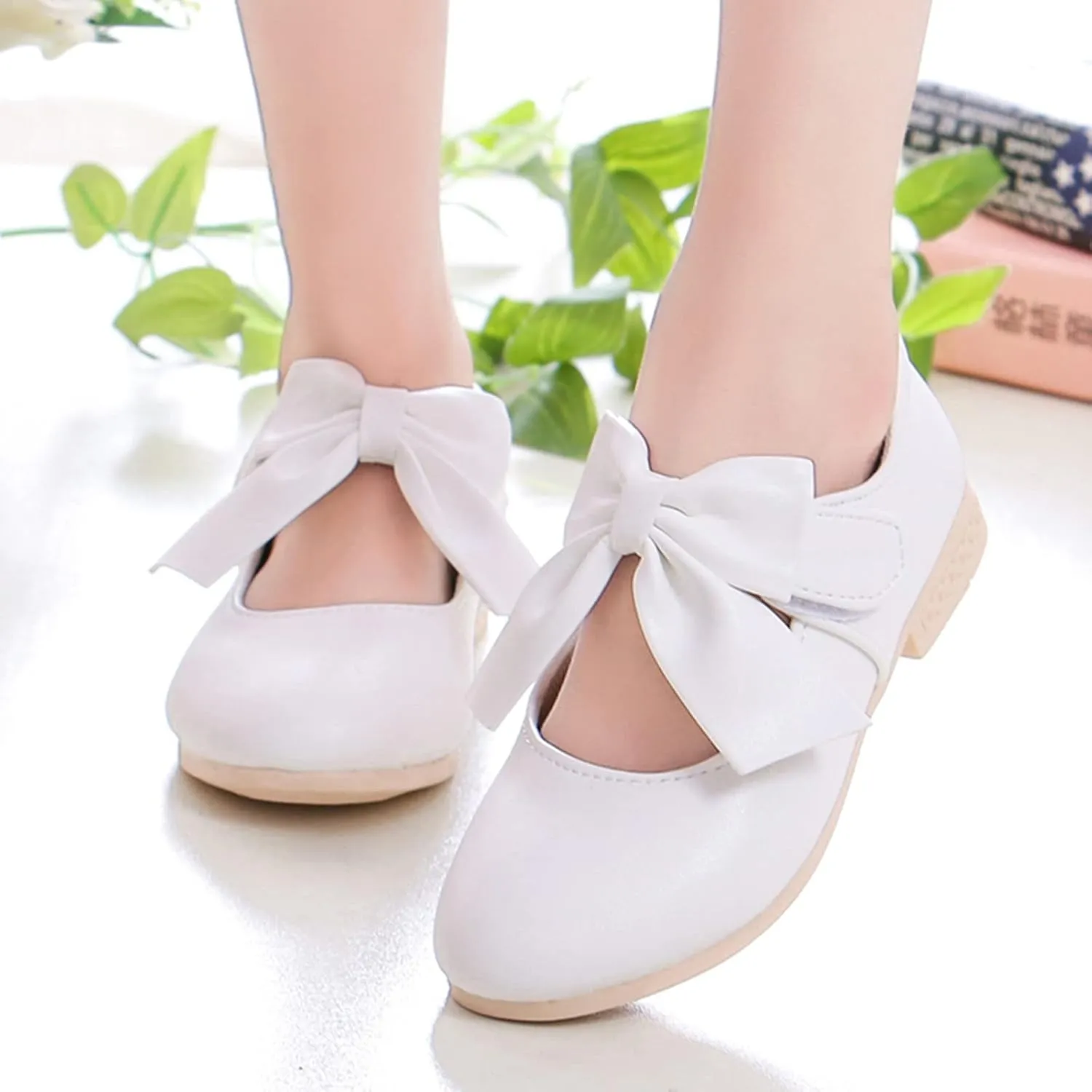 Girls Sandals Children Shoes White Leather Shoes Bowknot Girls Shoes Single Shoes Performance Shoes Sandals Shoes