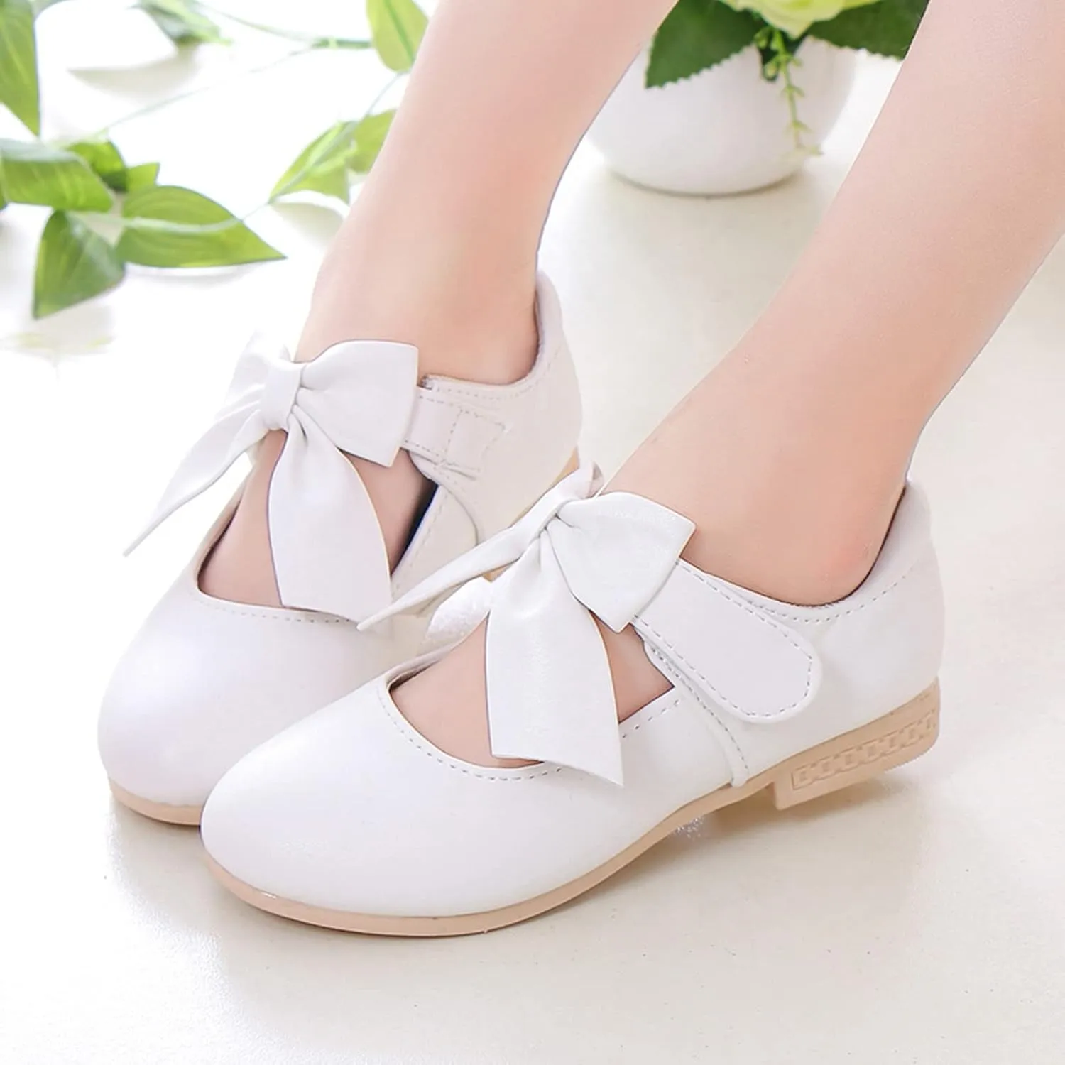 Girls Sandals Children Shoes White Leather Shoes Bowknot Girls Shoes Single Shoes Performance Shoes Sandals Shoes