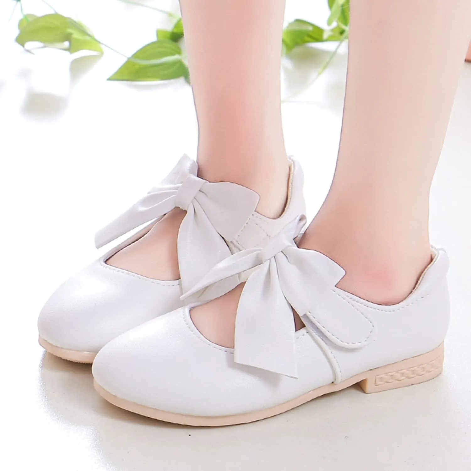 Girls Sandals Children Shoes White Leather Shoes Bowknot Girls Shoes Single Shoes Performance Shoes Sandals Shoes