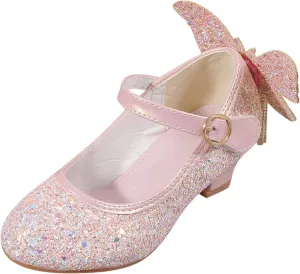 Girls Wedding Dress Shoes Performance Shoes Sequins Butterfly Rhinestone Girls Princess Shoes Party Sandals for