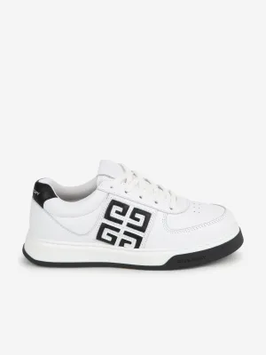 Givenchy Boys Leather 4G Logo Trainers in White