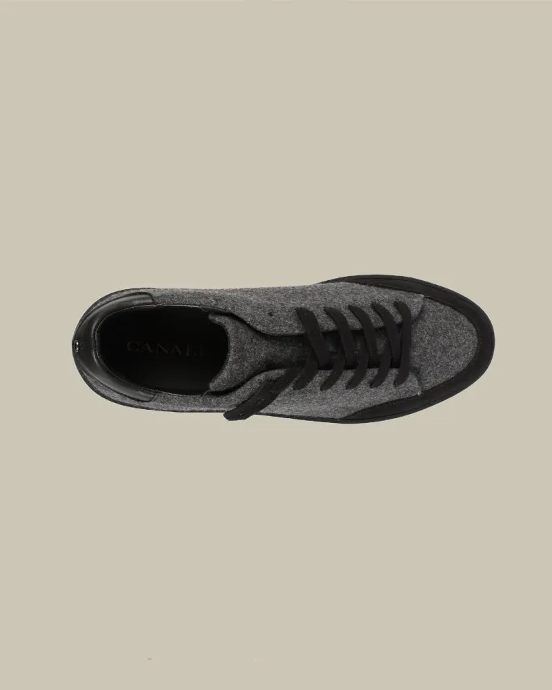 Grey & Black Wool Flannel Sneaker