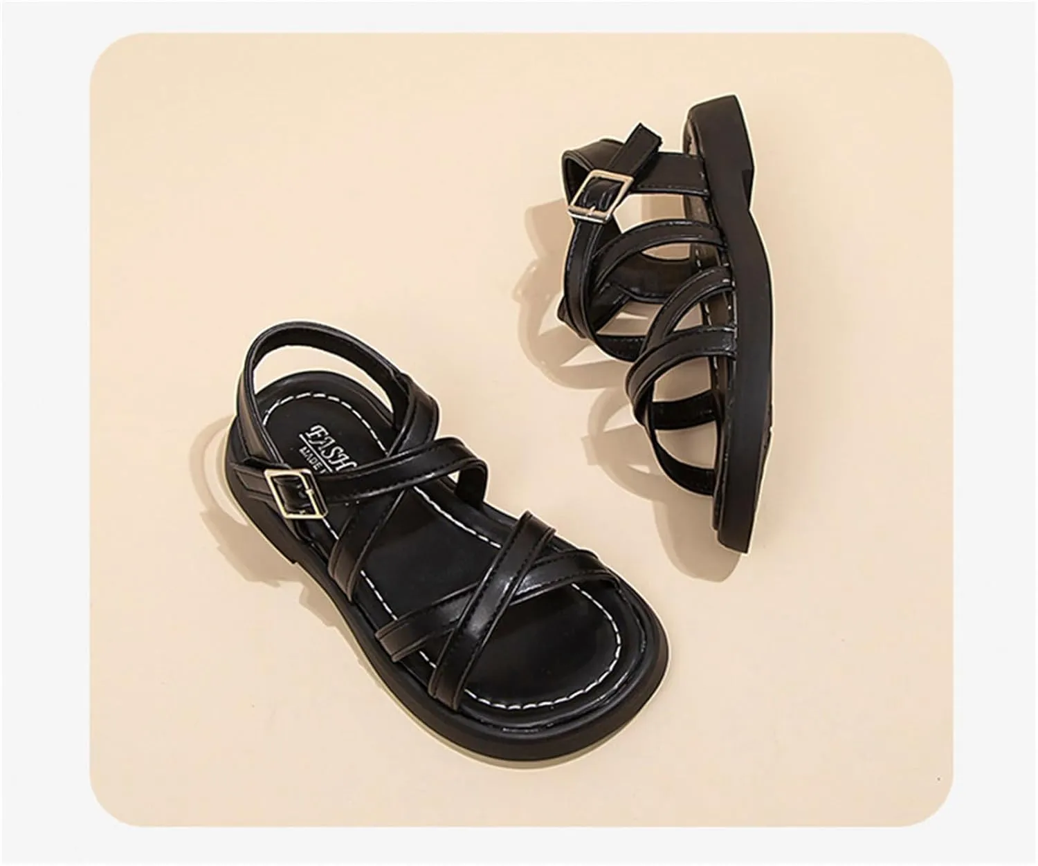 He&Yingmin Toddler Little Girl Sandals Kids Summer Flat Dress Sandals Beach shoes