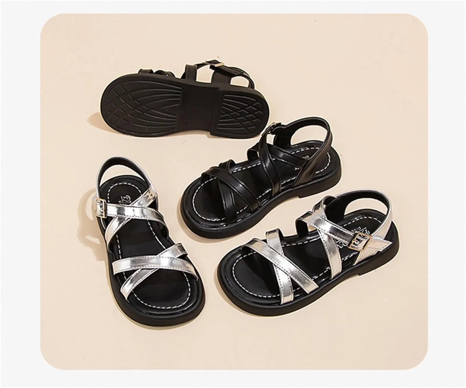He&Yingmin Toddler Little Girl Sandals Kids Summer Flat Dress Sandals Beach shoes