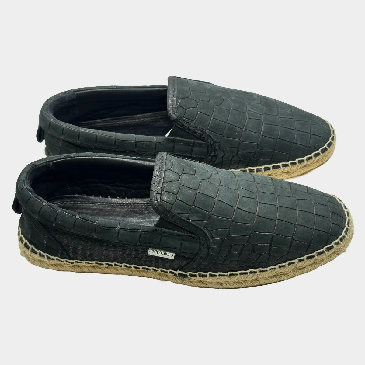 Jimmy Choo men's navy crock mock and raffia espadrilles