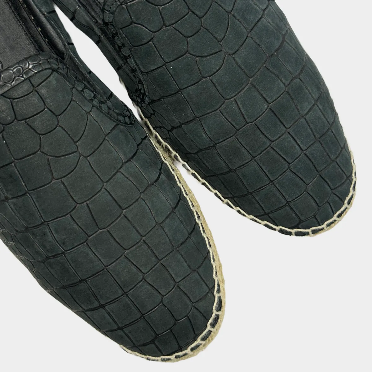 Jimmy Choo men's navy crock mock and raffia espadrilles