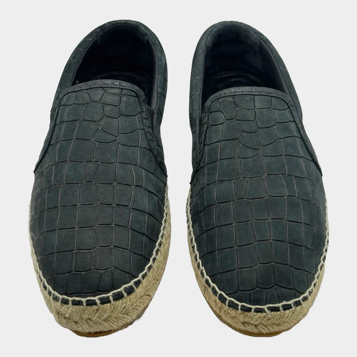 Jimmy Choo men's navy crock mock and raffia espadrilles