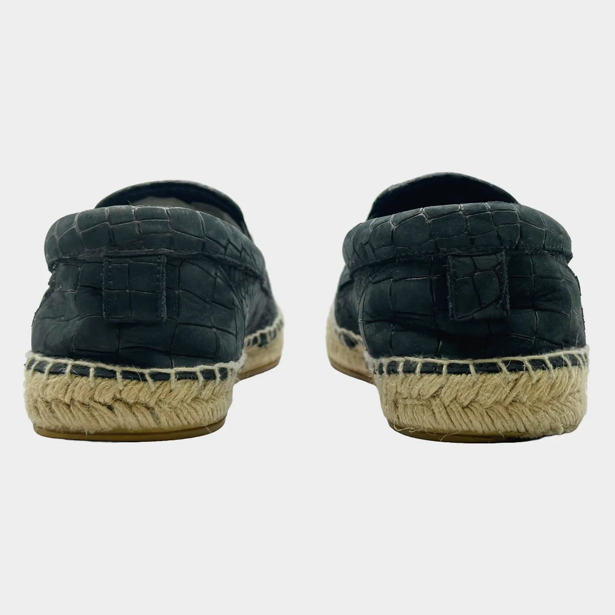 Jimmy Choo men's navy crock mock and raffia espadrilles