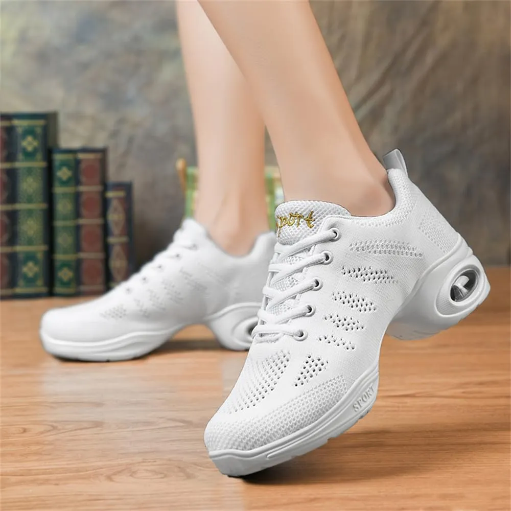 Ladies Jazz Shoes Lace Up Mesh Sneakers - Breathable Cushion Ladies Split Sole Sports Walking Dance Shoes Thick Sole