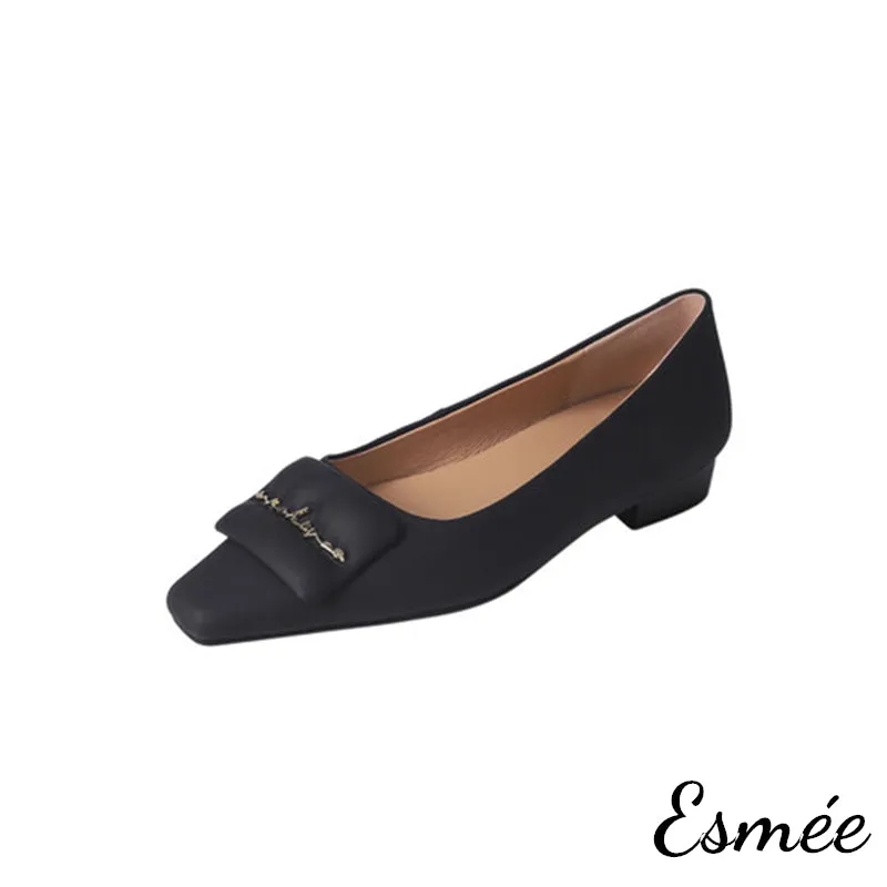 Lambskin Leather Flats with Leather Ornaments