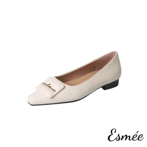 Lambskin Leather Flats with Leather Ornaments