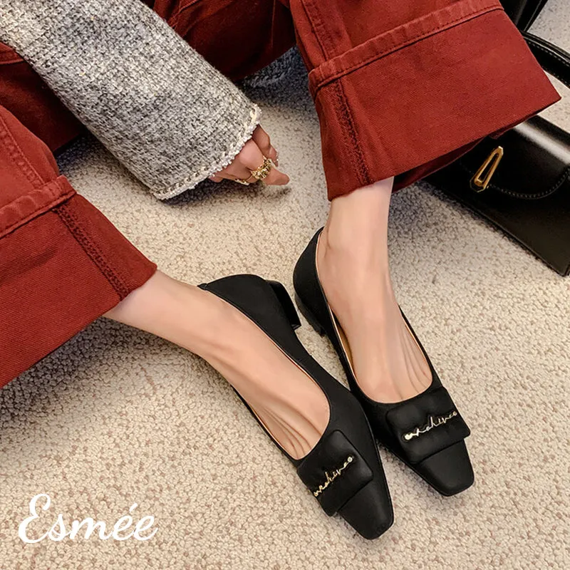 Lambskin Leather Flats with Leather Ornaments