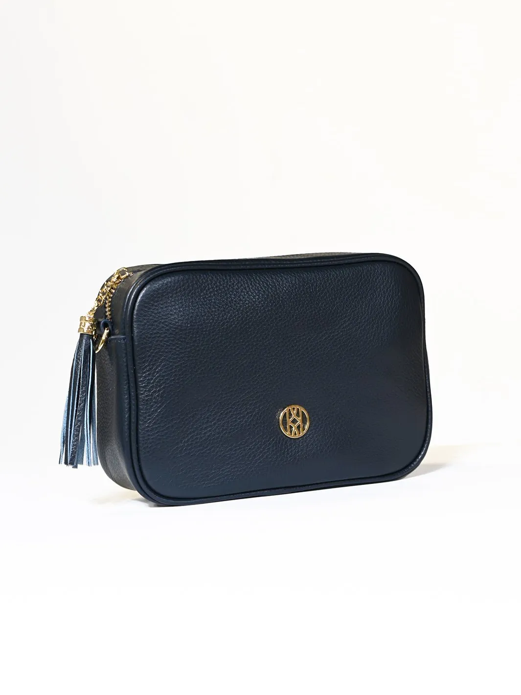 Leather Side Bag Navy