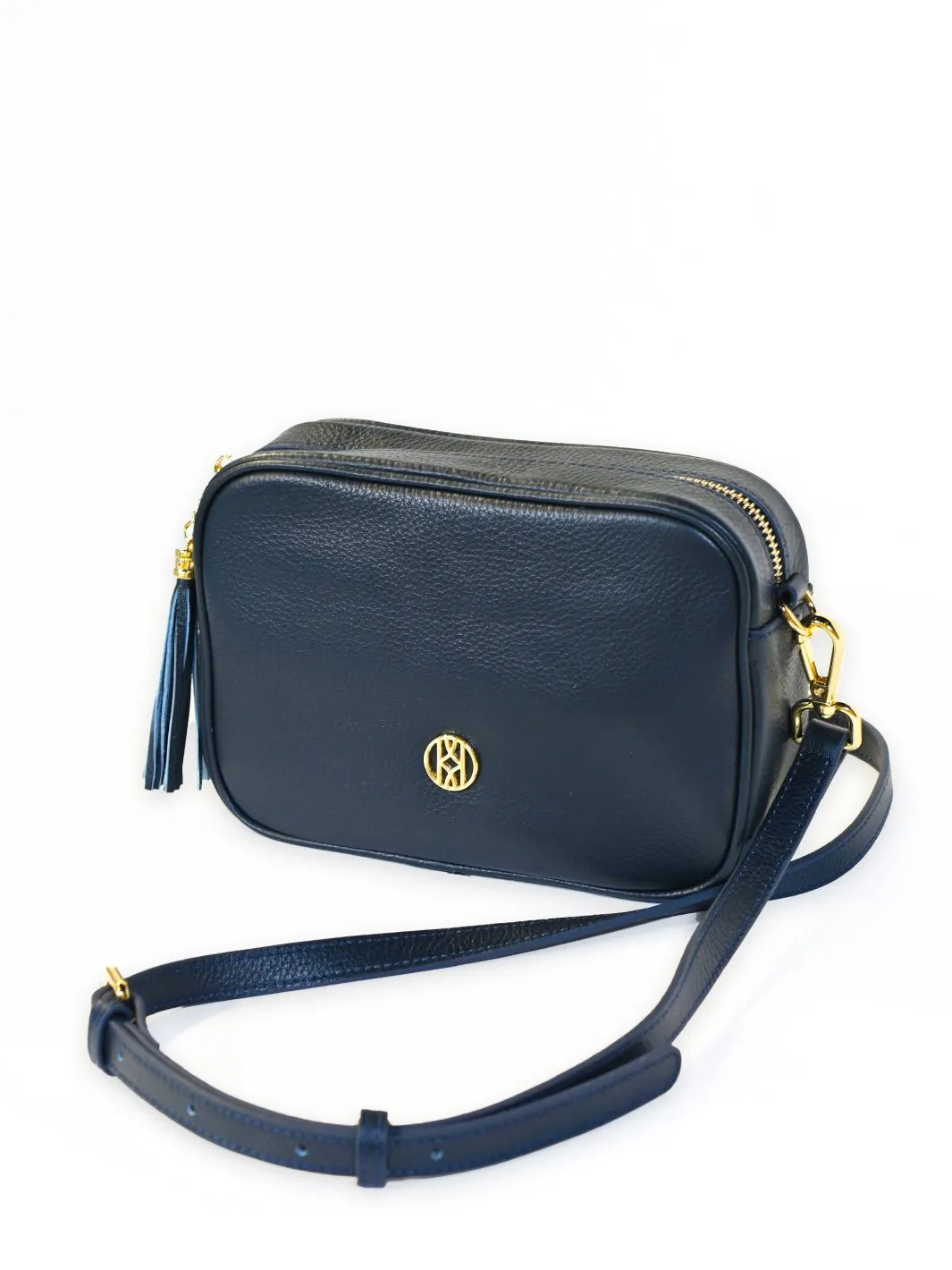 Leather Side Bag Navy