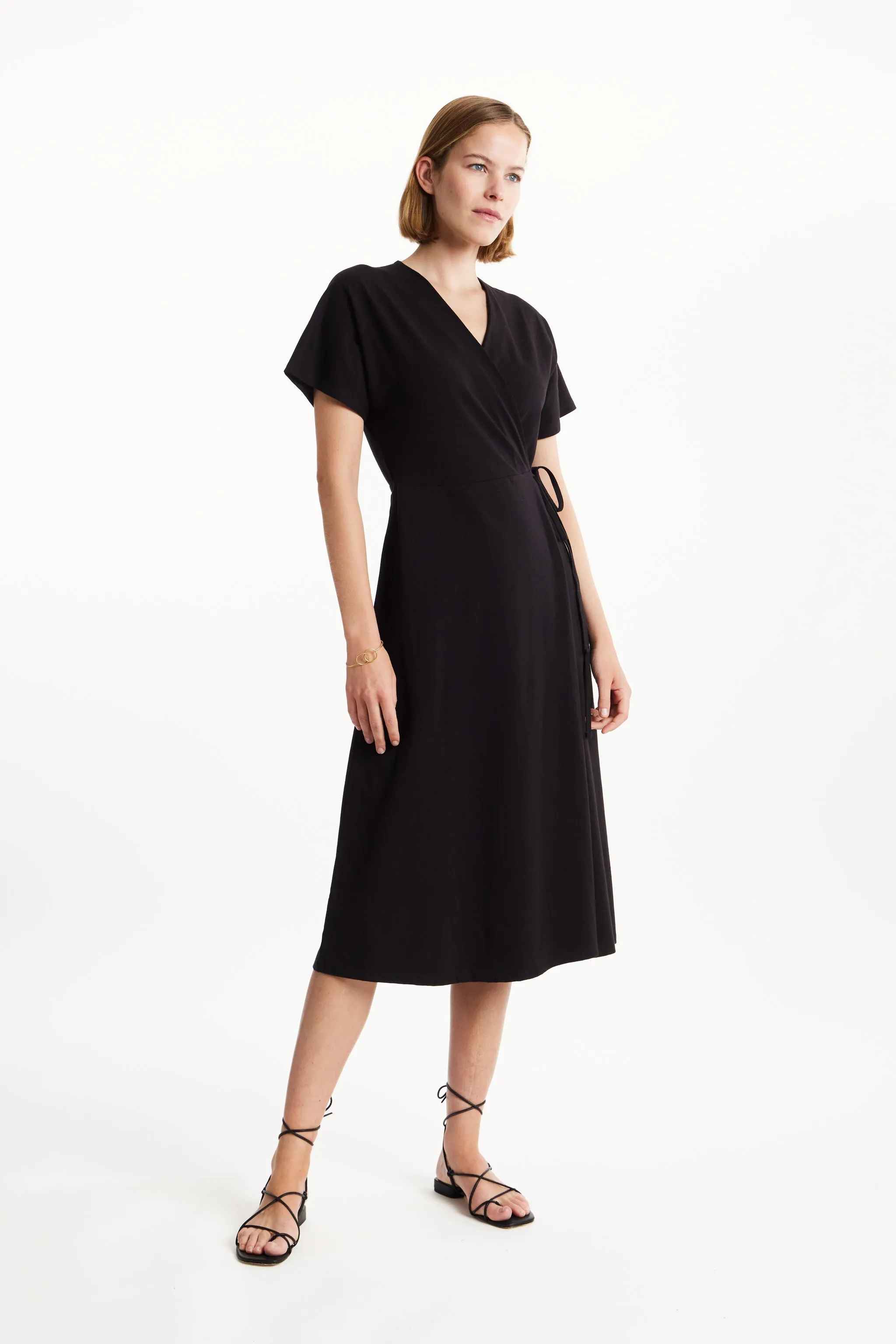 Leora Wrap Dress in Black