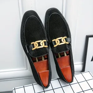 Loafers Vintage Dress Shoes | Mens Footwear Gold Buckle Stylish SlipOns