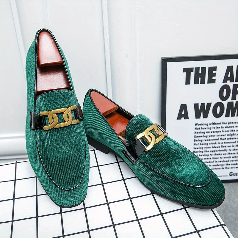Loafers Vintage Dress Shoes | Mens Footwear Gold Buckle Stylish SlipOns