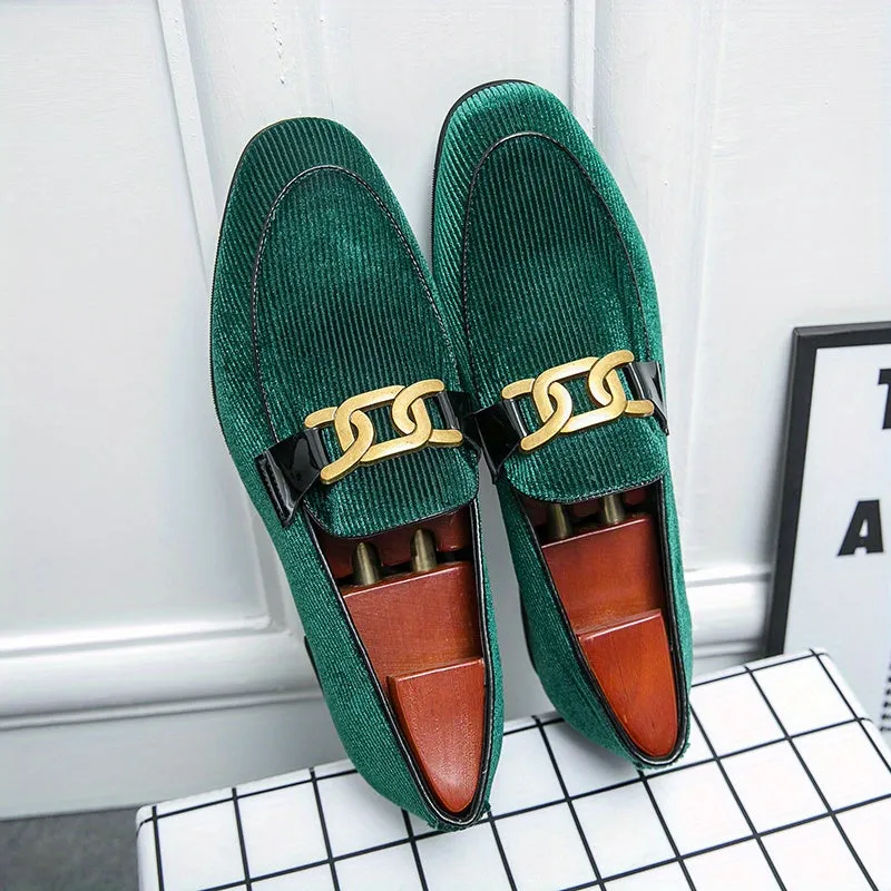 Loafers Vintage Dress Shoes | Mens Footwear Gold Buckle Stylish SlipOns