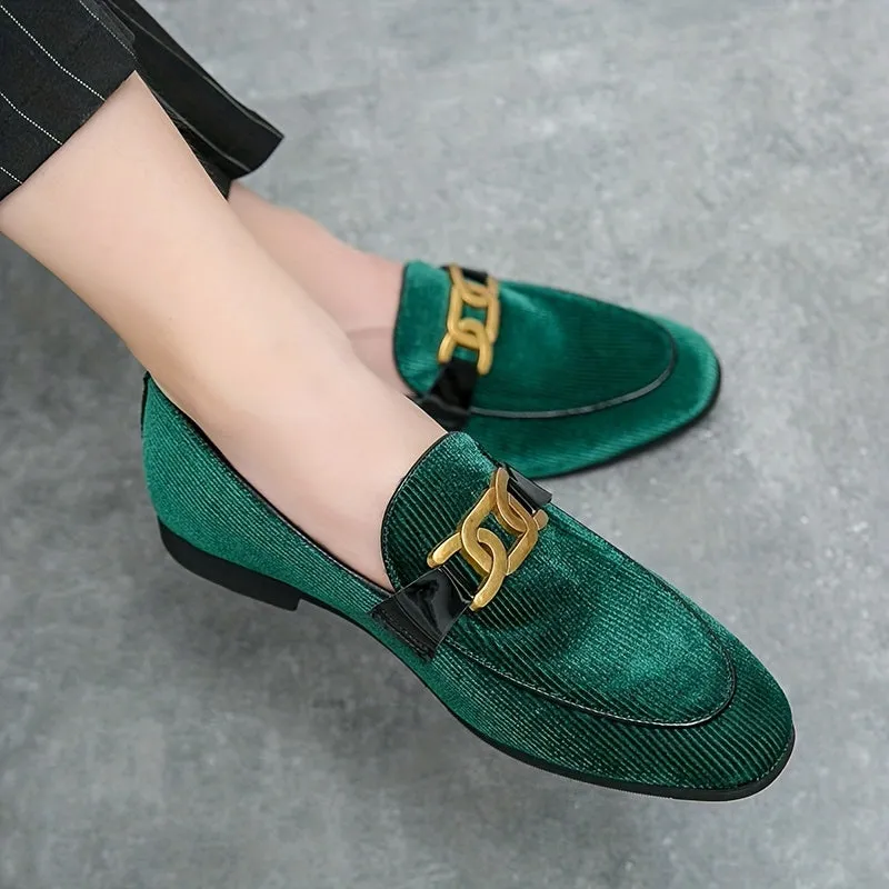 Loafers Vintage Dress Shoes | Mens Footwear Gold Buckle Stylish SlipOns