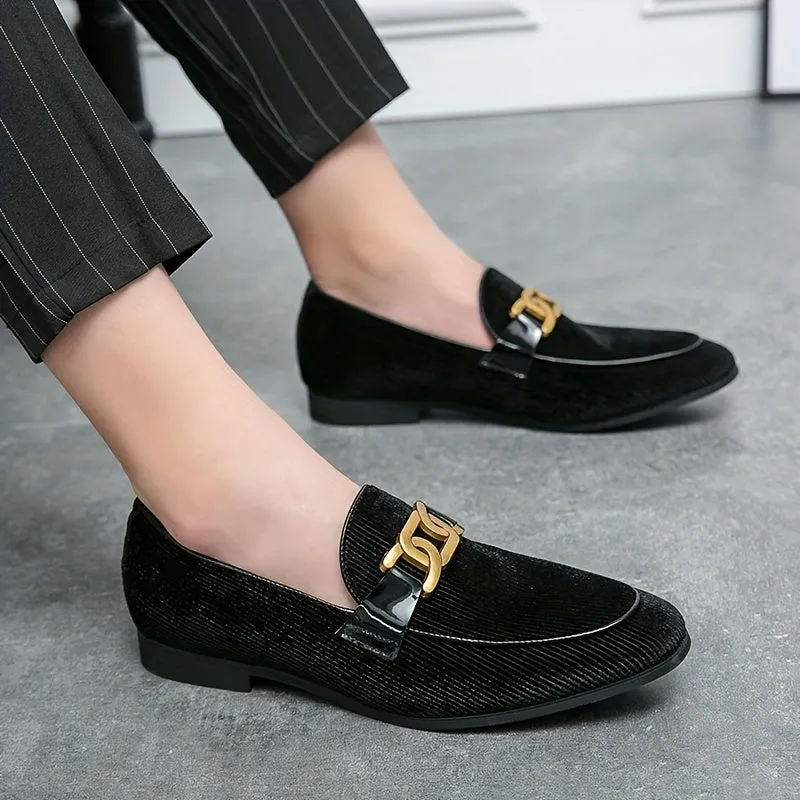Loafers Vintage Dress Shoes | Mens Footwear Gold Buckle Stylish SlipOns