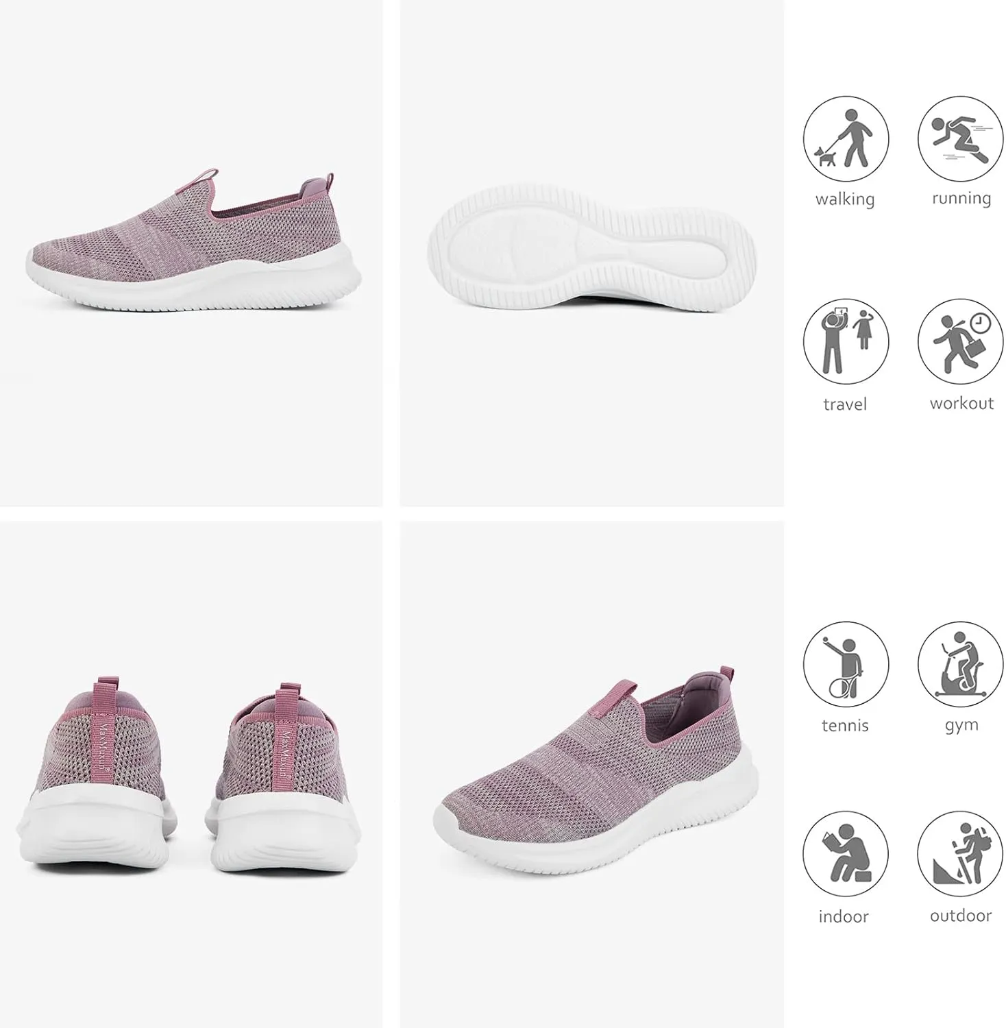 MaxMuxun Walking Shoes for Women Lightweight Slip on Sneakers for Women Non-Slip Workout Athletic Running Shoes with Arch Support