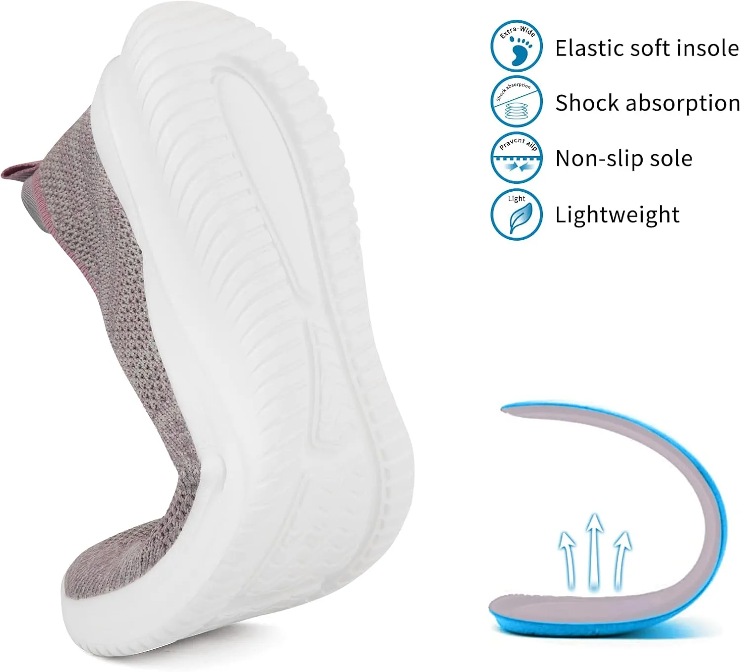 MaxMuxun Walking Shoes for Women Lightweight Slip on Sneakers for Women Non-Slip Workout Athletic Running Shoes with Arch Support
