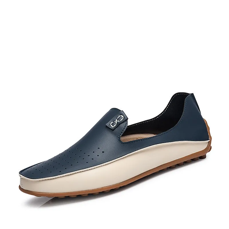 Men Leather Slip On Loafers Plus Size Driving Wide Business Shoes