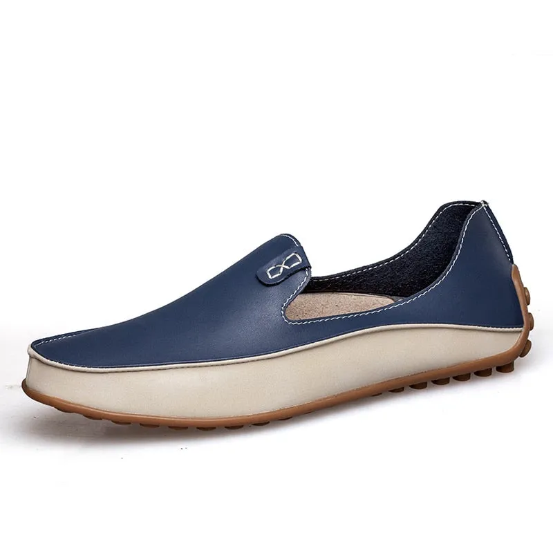 Men Leather Slip On Loafers Plus Size Driving Wide Business Shoes