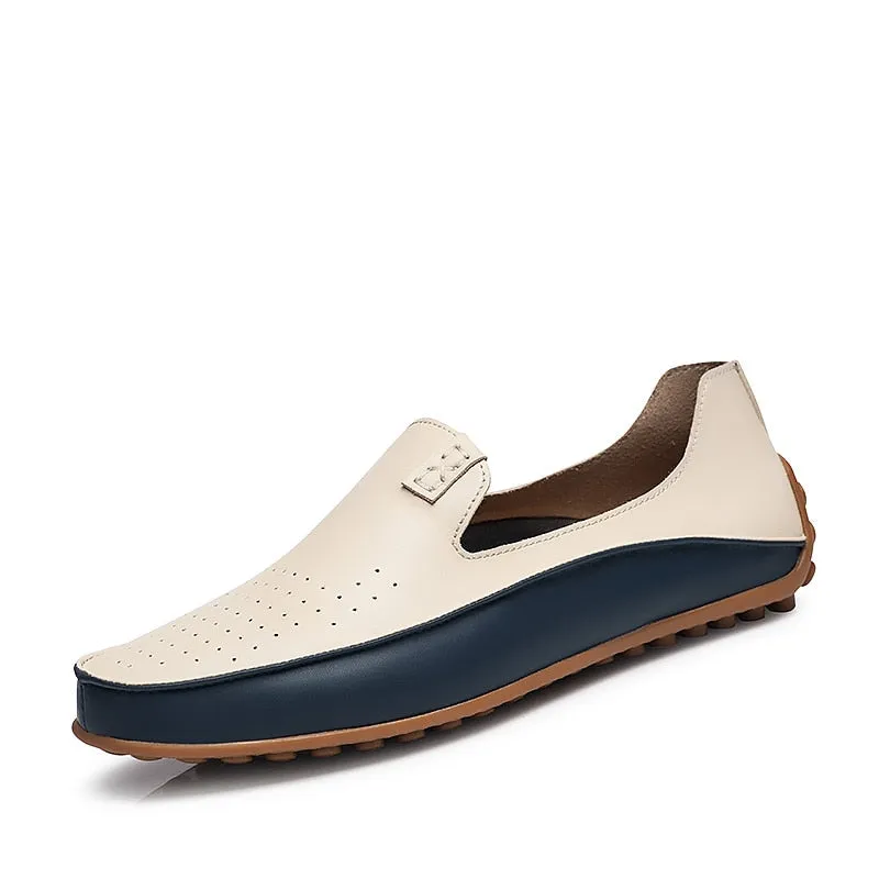 Men Leather Slip On Loafers Plus Size Driving Wide Business Shoes