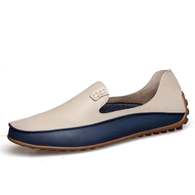 Men Leather Slip On Loafers Plus Size Driving Wide Business Shoes