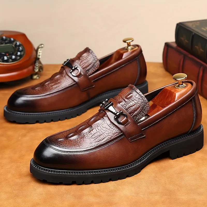 Men's Luxury Cowhide Top Layer Loafers With Rubber Sole | Dress Shoes