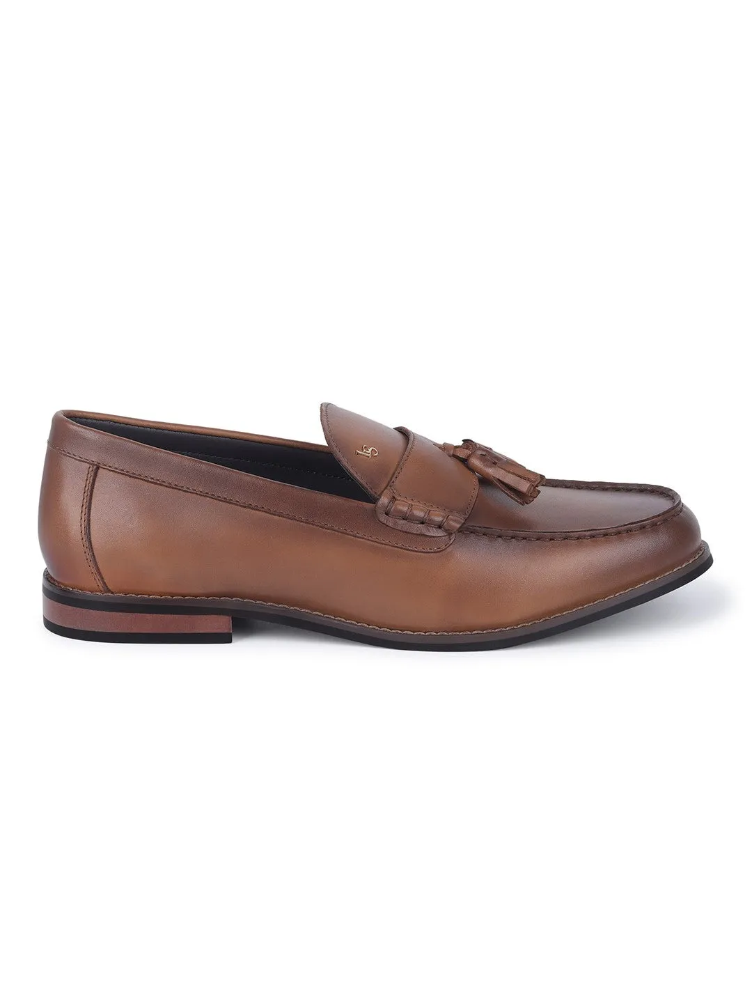 Men's Premium Cedar Tan Leather Formal Tassel Loafers