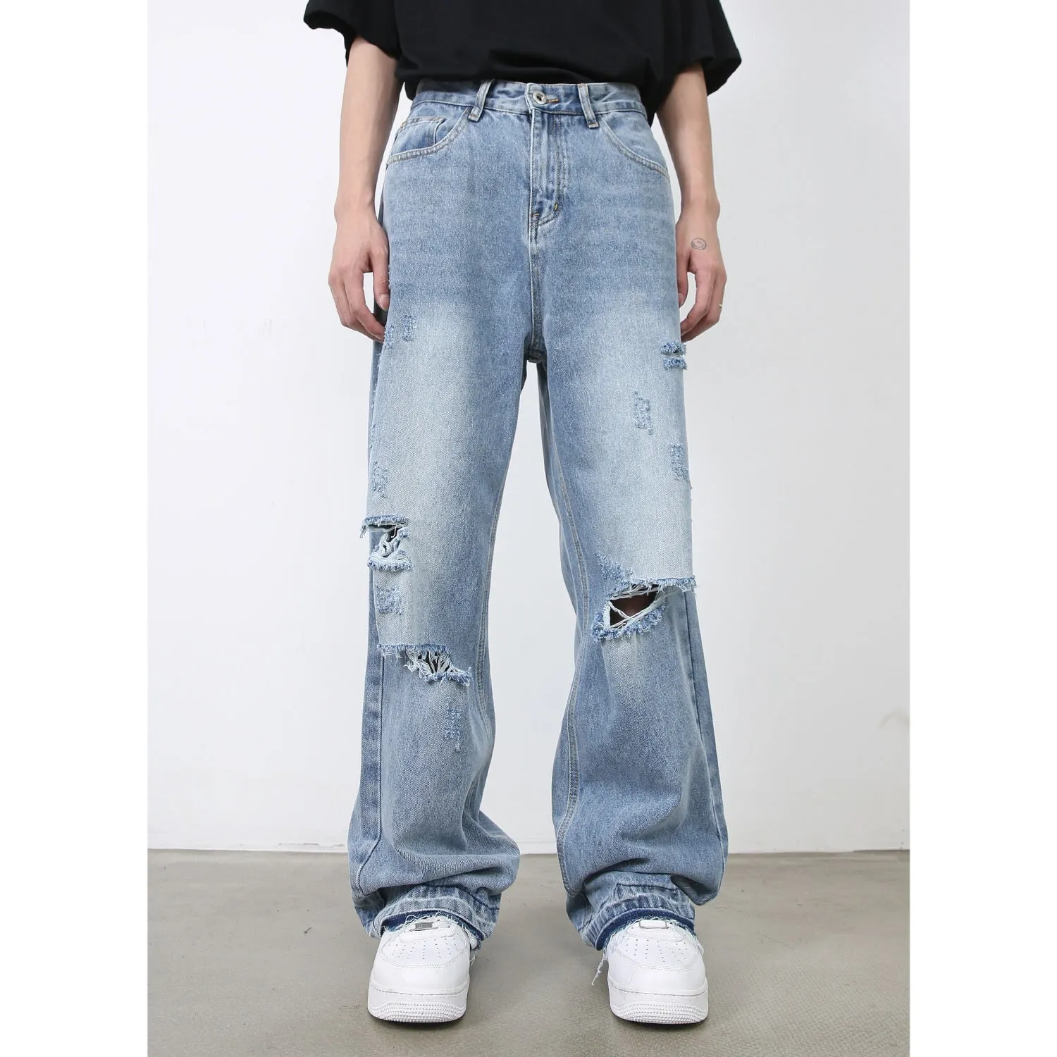 Men’s Ripped Jeans - Retro High Street Blue