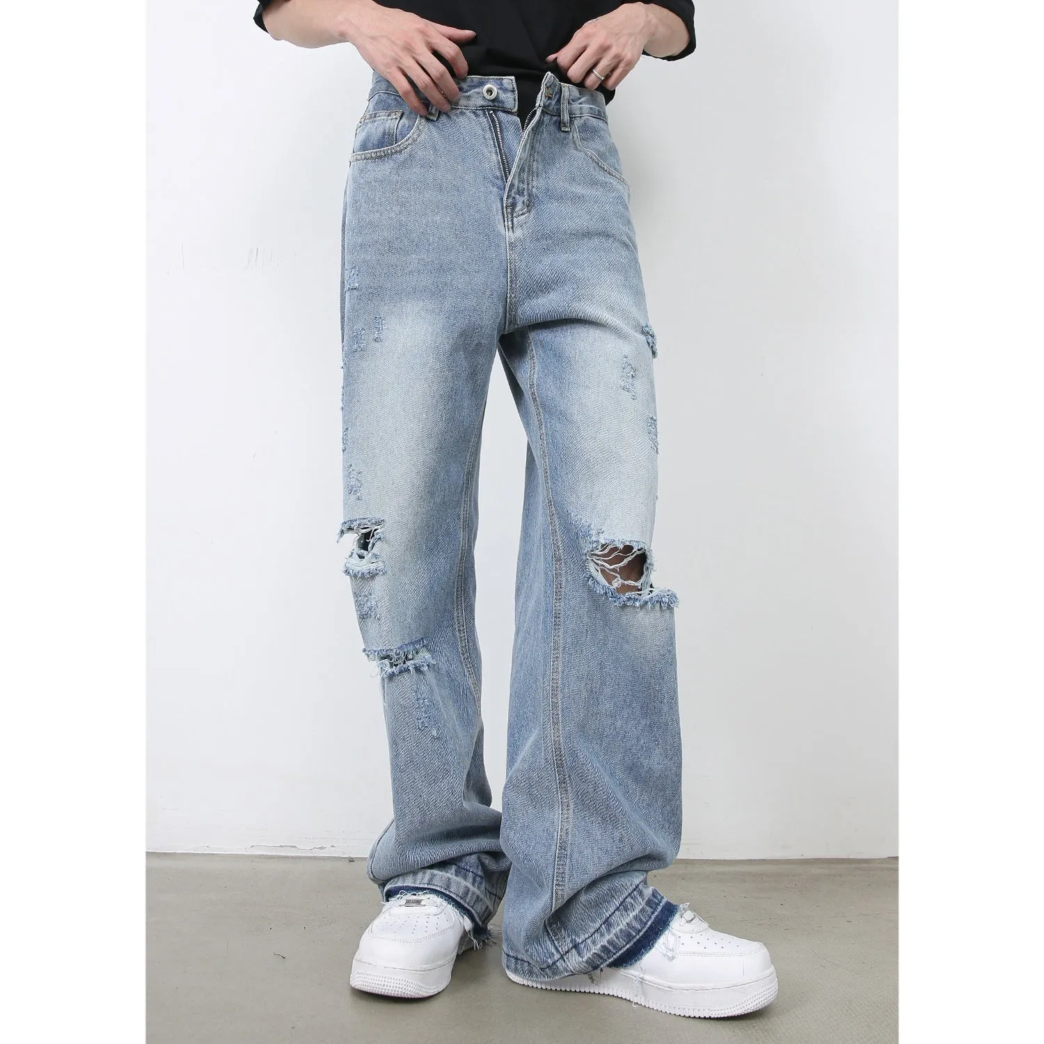 Men’s Ripped Jeans - Retro High Street Blue