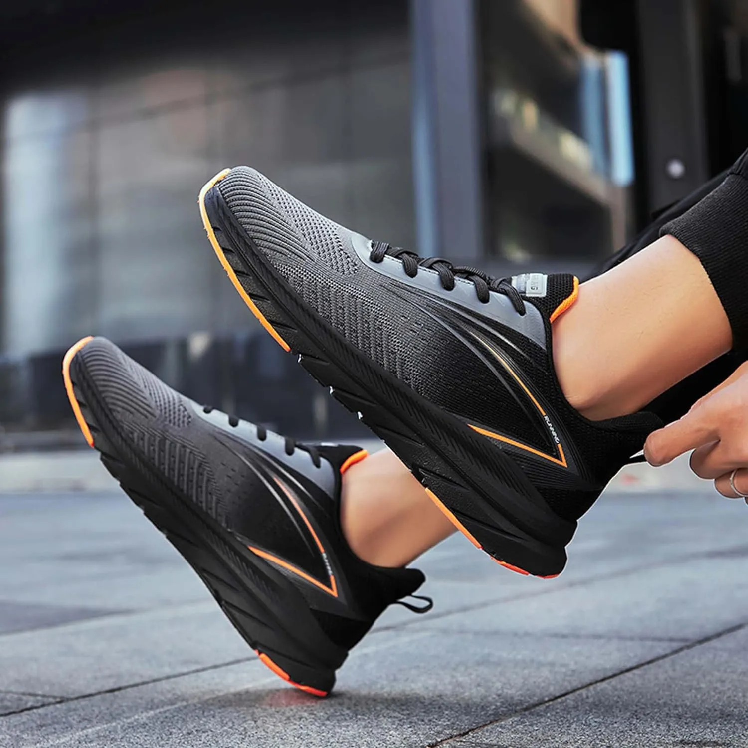 Men's Sports Running Shoes Lightweight Breathable Walking Shoes Non-Slip Outdoor Sports Cross-Country Running Shoes Fashion Sneakers Mesh Athletic Casual Shoes