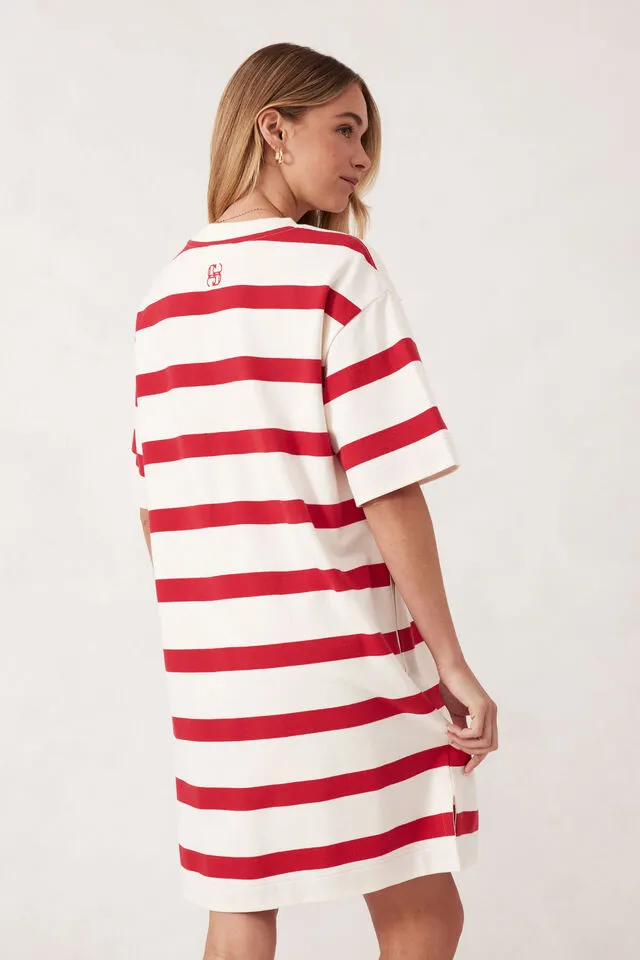Mini Terry Dress - Red Stripe