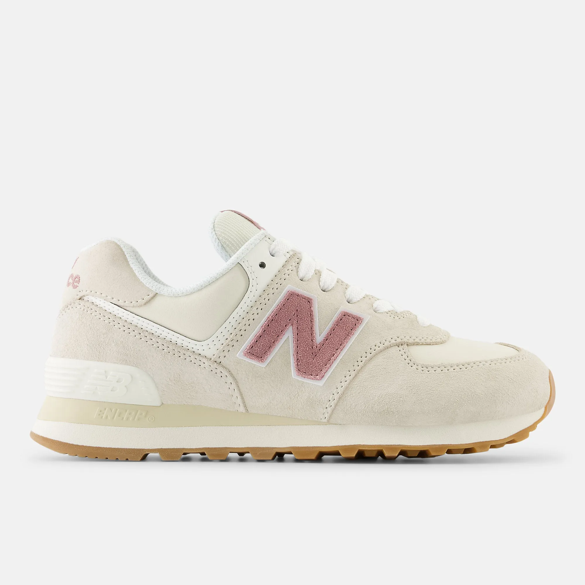 New Balance Womens 574 Fashion Trainers - Beige / Pink