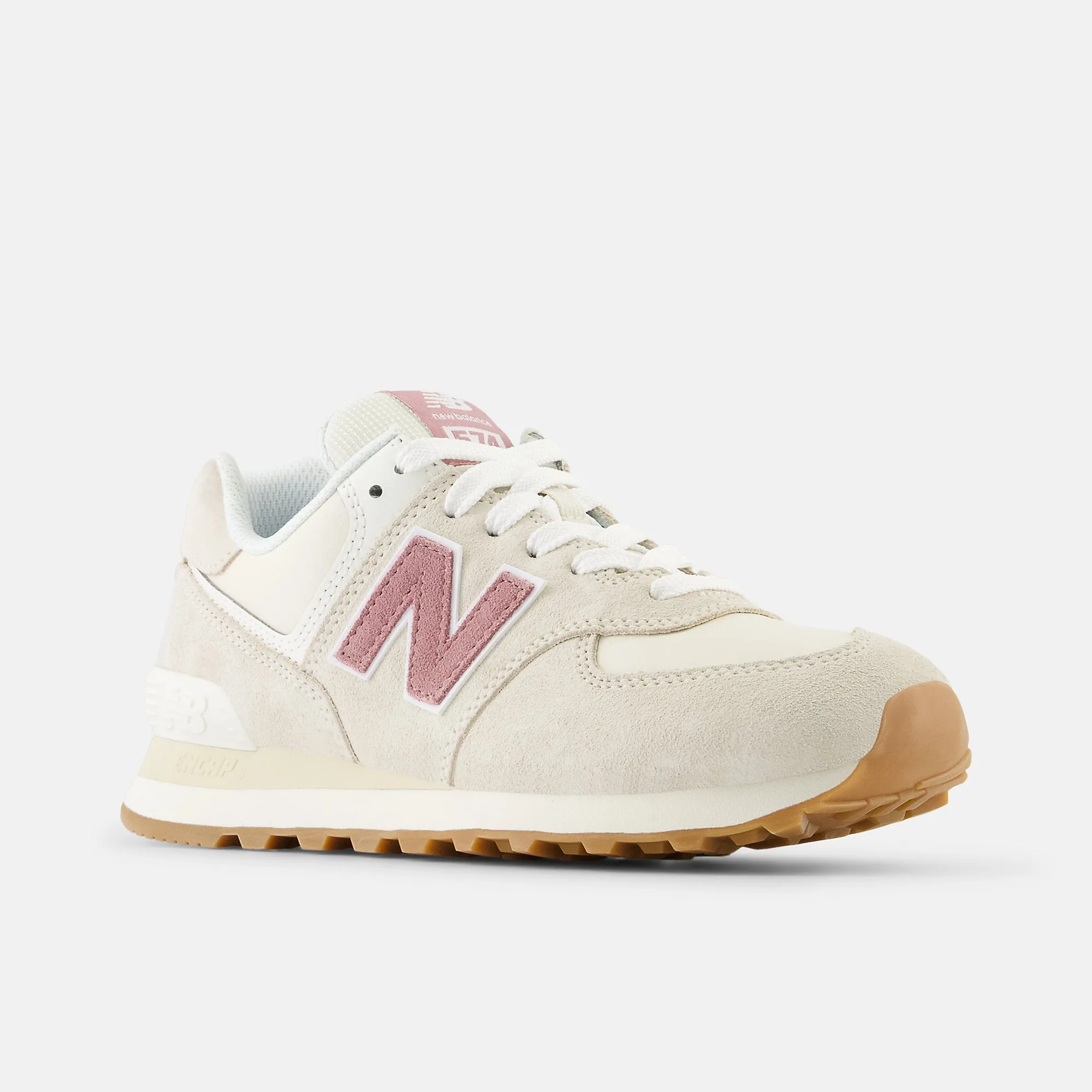 New Balance Womens 574 Fashion Trainers - Beige / Pink
