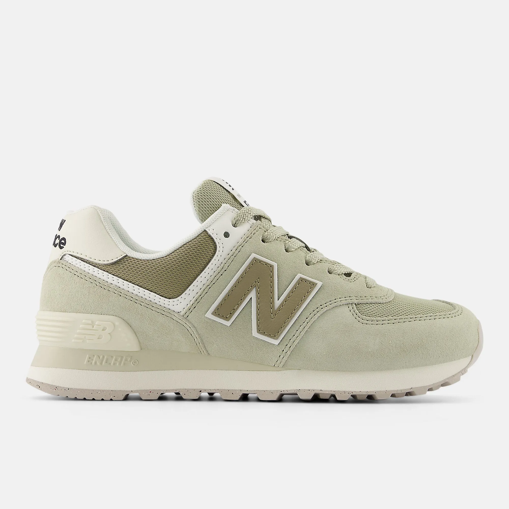 New Balance Womens 574 Fashion Trainers - Olivine / Dark Stoneware