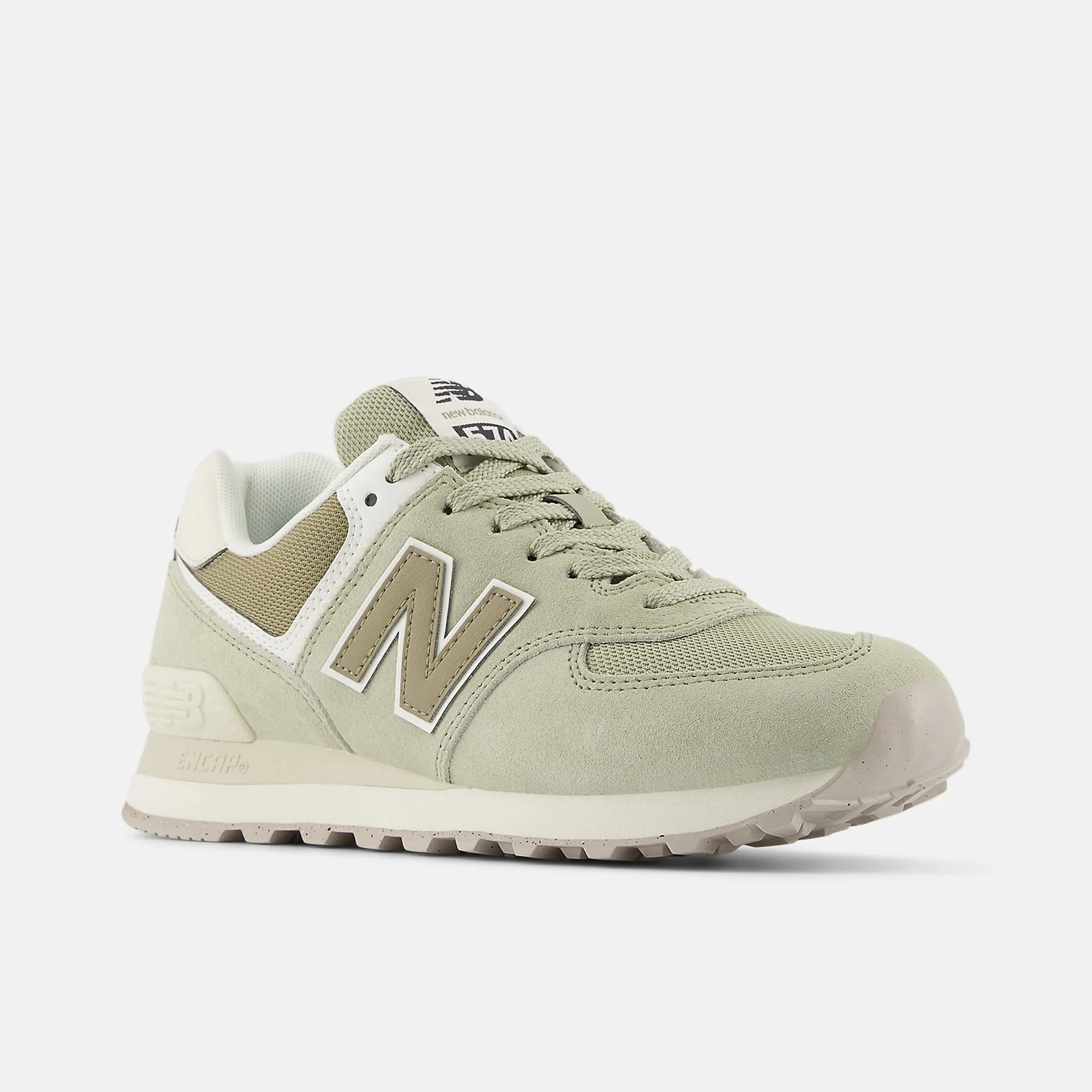 New Balance Womens 574 Fashion Trainers - Olivine / Dark Stoneware
