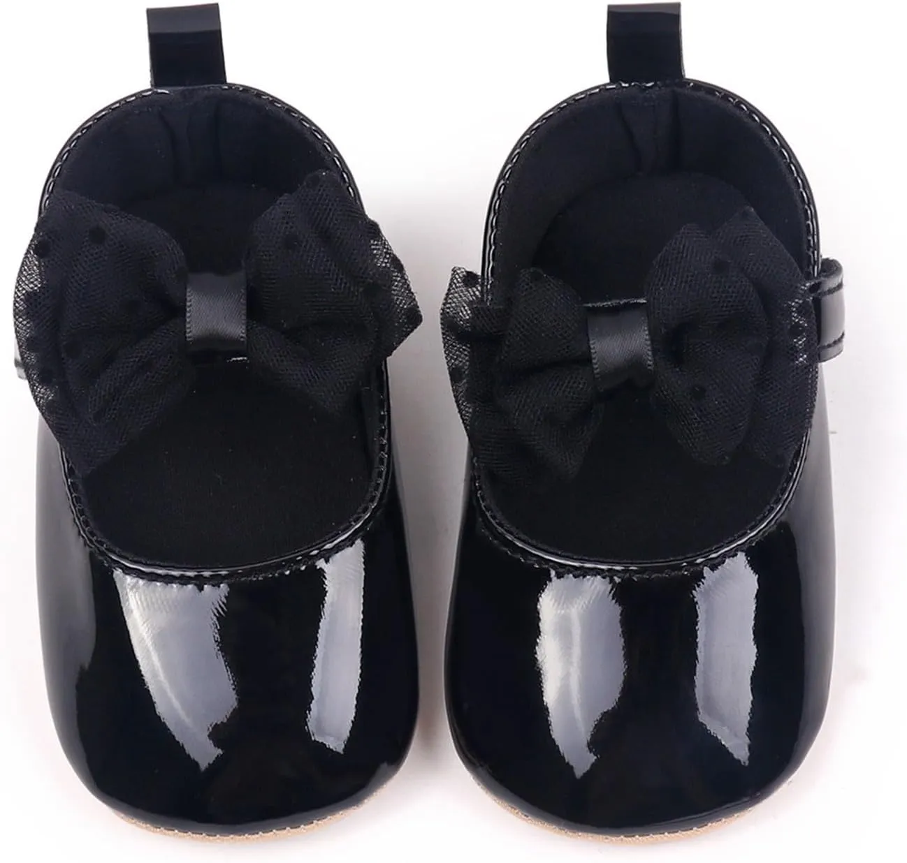 Newborn Baby Girl Leather Dress Shoes Infant Prewalker Mary Jane with Bowknot Lightweight Anti-Slip Princess Flats