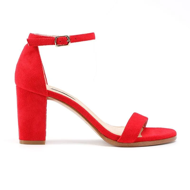 Nude Block Heels Sandals Summer Chunky Heel Buckle High Heels
