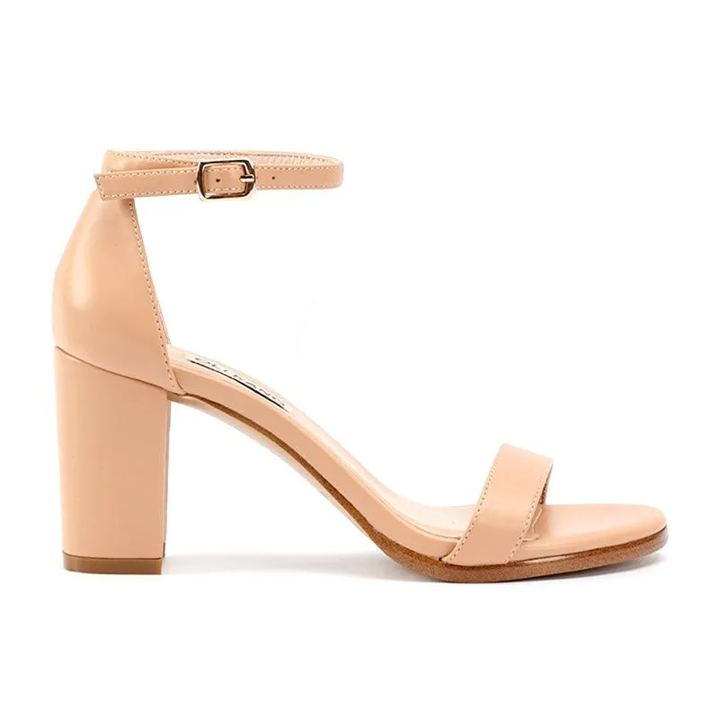 Nude Block Heels Sandals Summer Chunky Heel Buckle High Heels