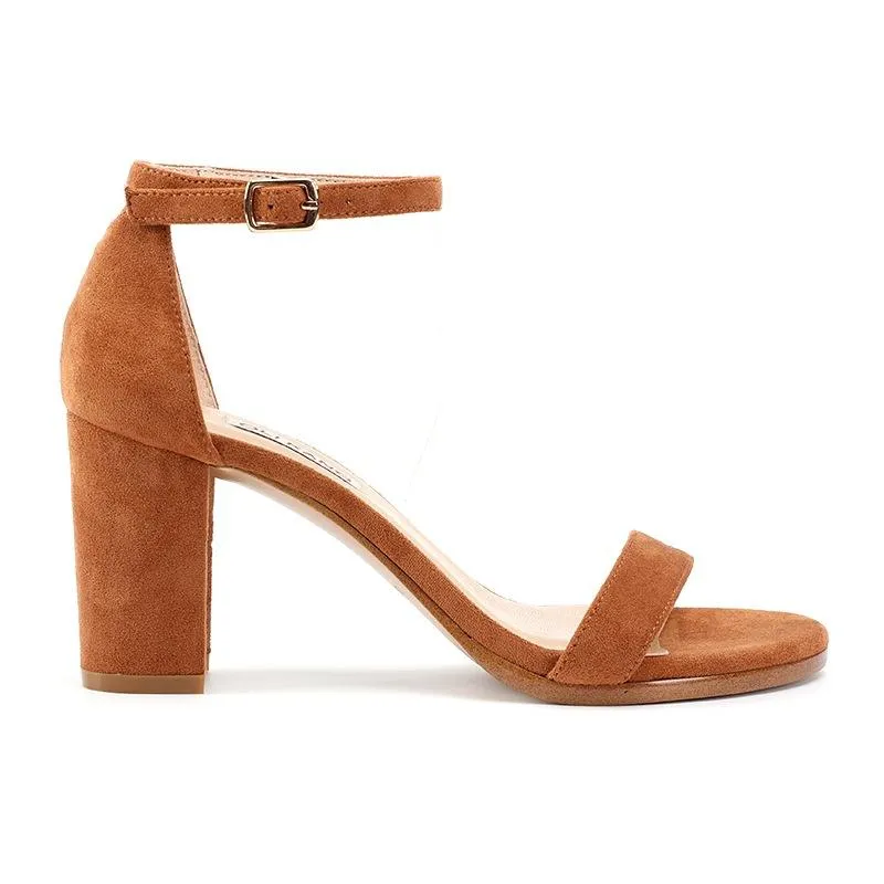 Nude Block Heels Sandals Summer Chunky Heel Buckle High Heels