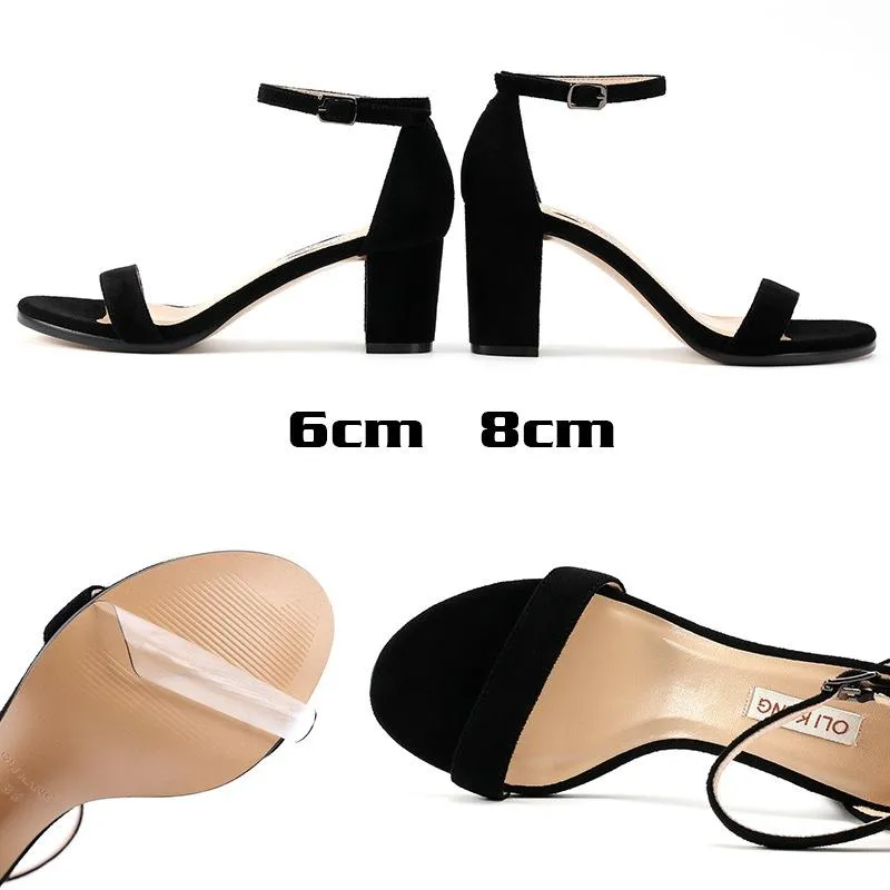 Nude Block Heels Sandals Summer Chunky Heel Buckle High Heels