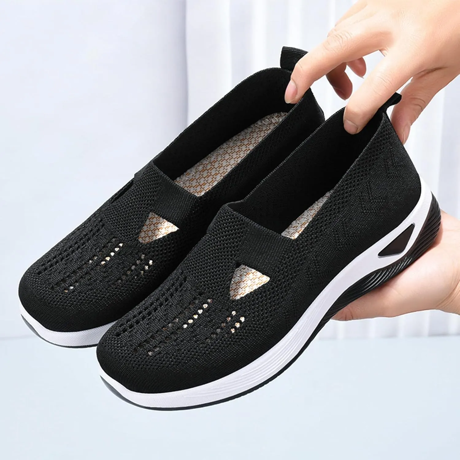 Orthopedic Walking Shoes for Women Slip On Sneakers with Arch Support Comfortable Casual Loafers Plantar Fasciitis Relief Foot Heel Pain Diabetic Feet