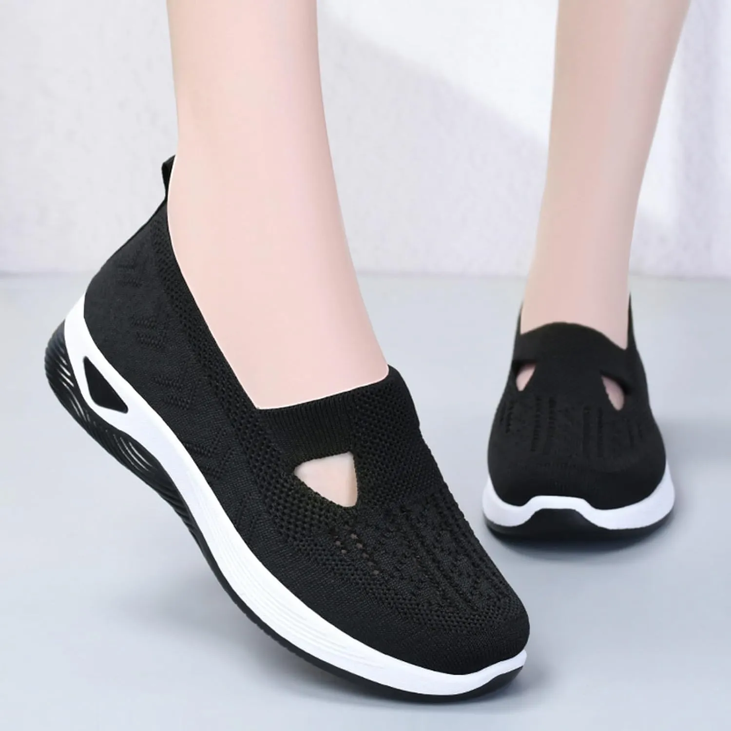 Orthopedic Walking Shoes for Women Slip On Sneakers with Arch Support Comfortable Casual Loafers Plantar Fasciitis Relief Foot Heel Pain Diabetic Feet