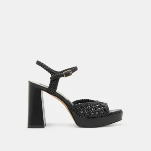 PEYTEN WIDE HEELS BLACK WOVEN STELLA