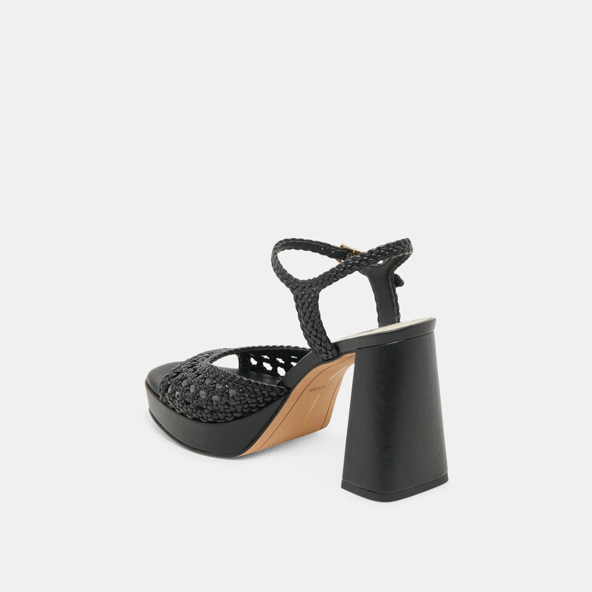 PEYTEN WIDE HEELS BLACK WOVEN STELLA